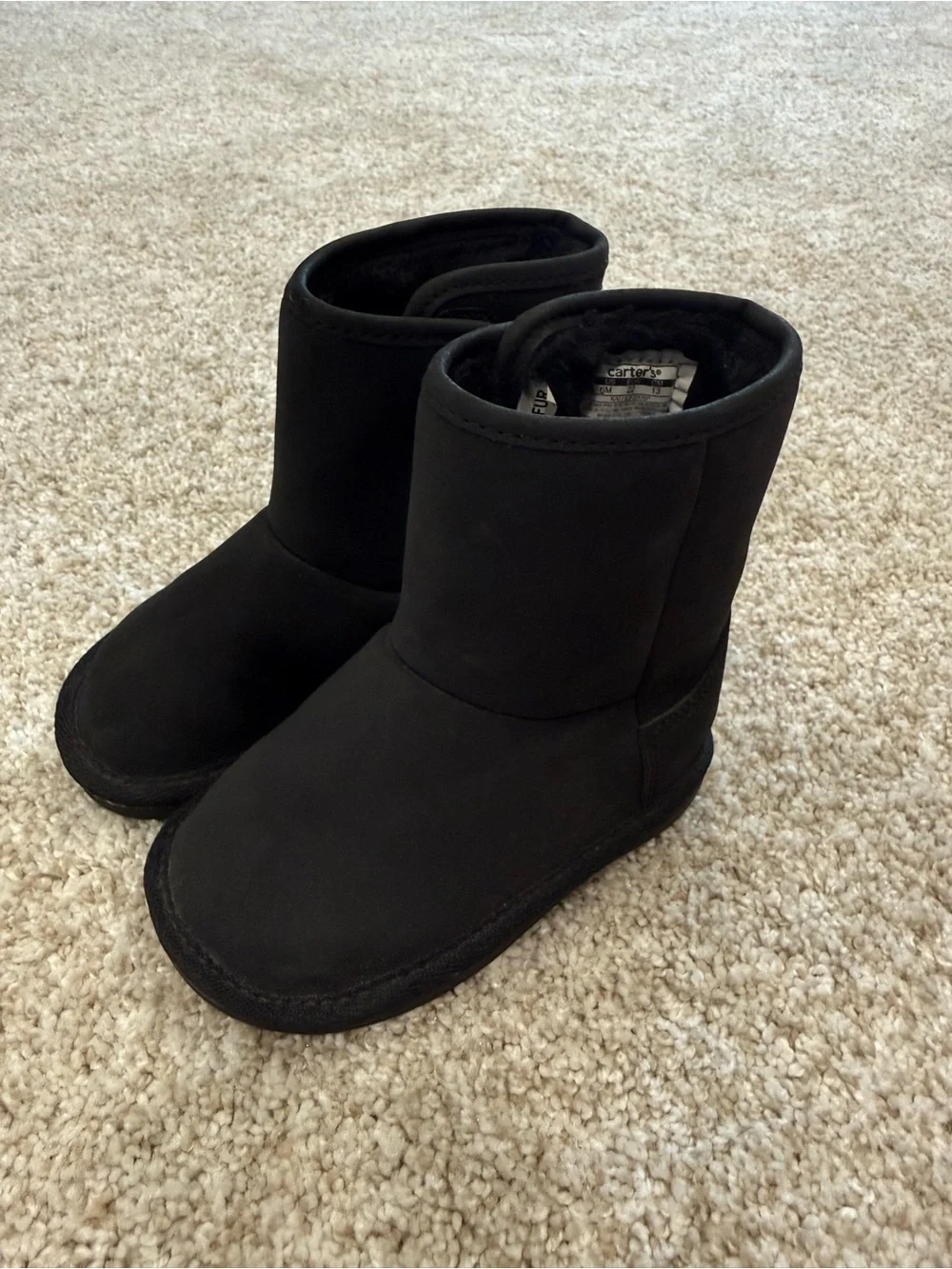 Carter's Black Plush-Lined Baby Boot